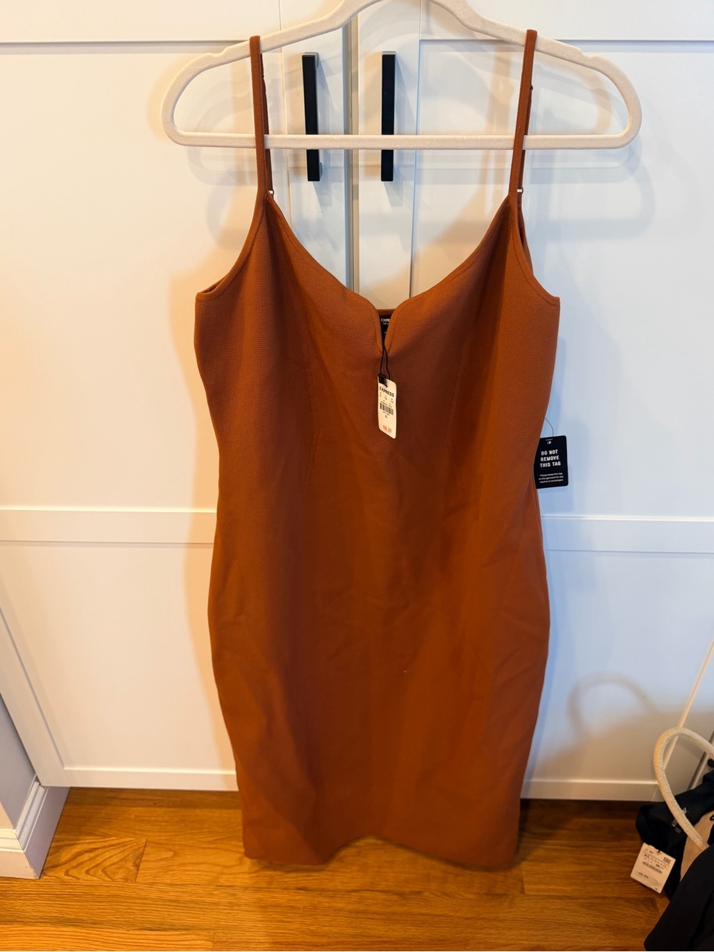 Women's Rust Slip Dress with Spaghetti Straps Midi